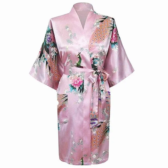 Silky Kimono Floral Print Robe