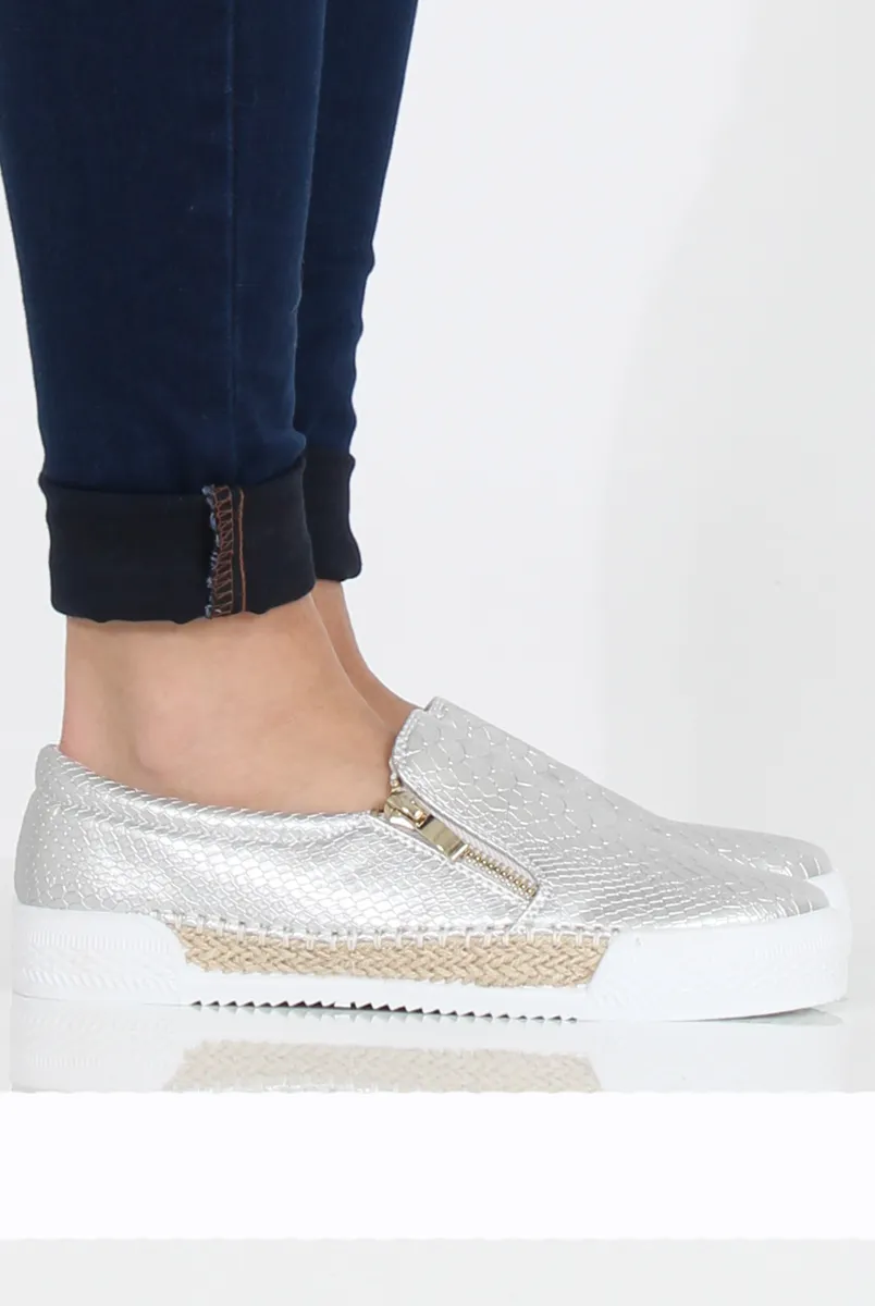 Silver Snakeskin Skater - Sophie