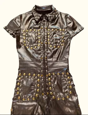 Silver two tone studded jumpsuit