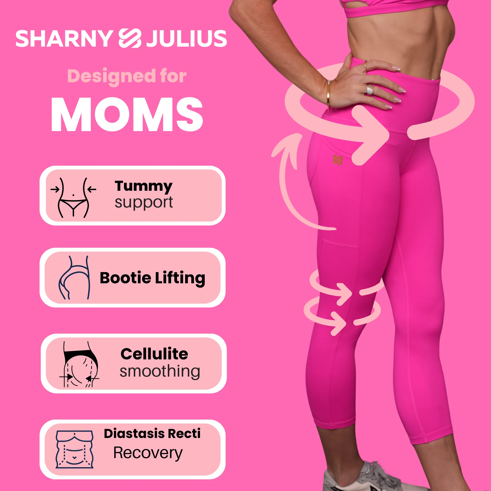 SJ Rainbow Collection High Waisted Butt Shaping Leggings (3/4 Mid-Calf Length)
