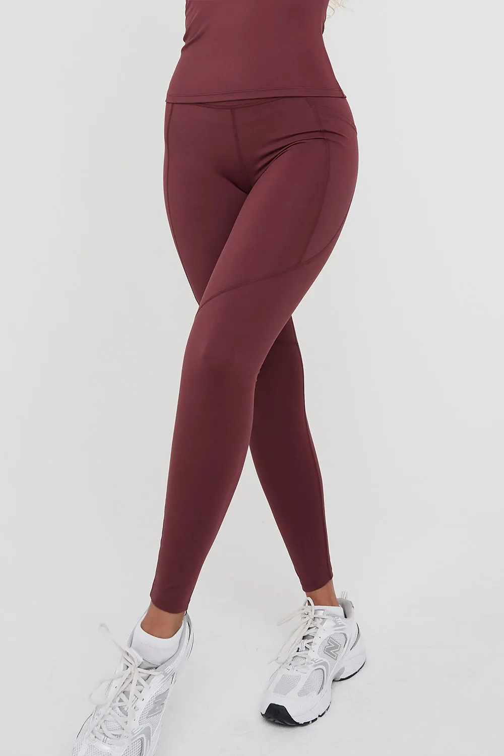SKINLUXE HIGH WAISTED SIDE POCKET LEGGING - DARK CHERRY