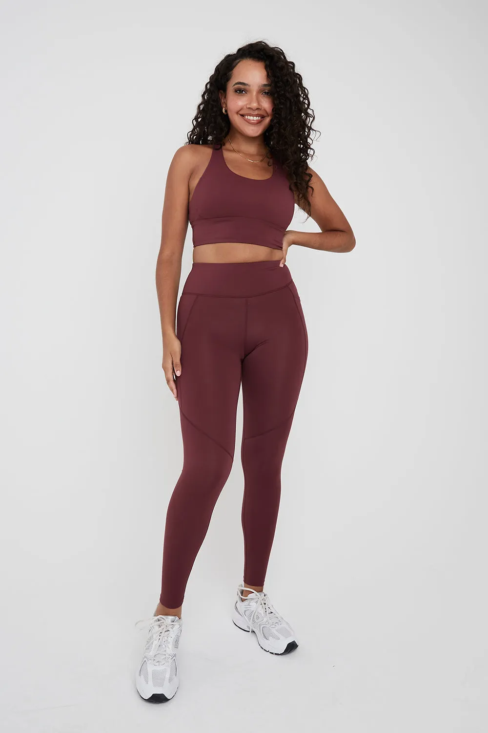 SKINLUXE HIGH WAISTED SIDE POCKET LEGGING - DARK CHERRY