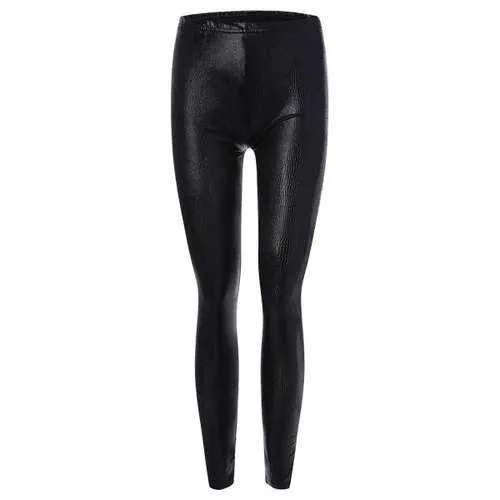 Skinny Faux Leather Leggings - Black L
