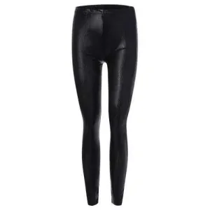 Skinny Faux Leather Leggings - Black L
