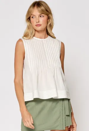 Sleeveless Pleated High-Neck Peplum Top