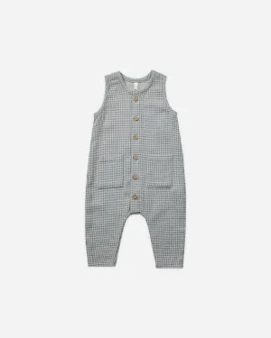 Sleeveless Pocketed Jumpsuit || Blue Gingham*