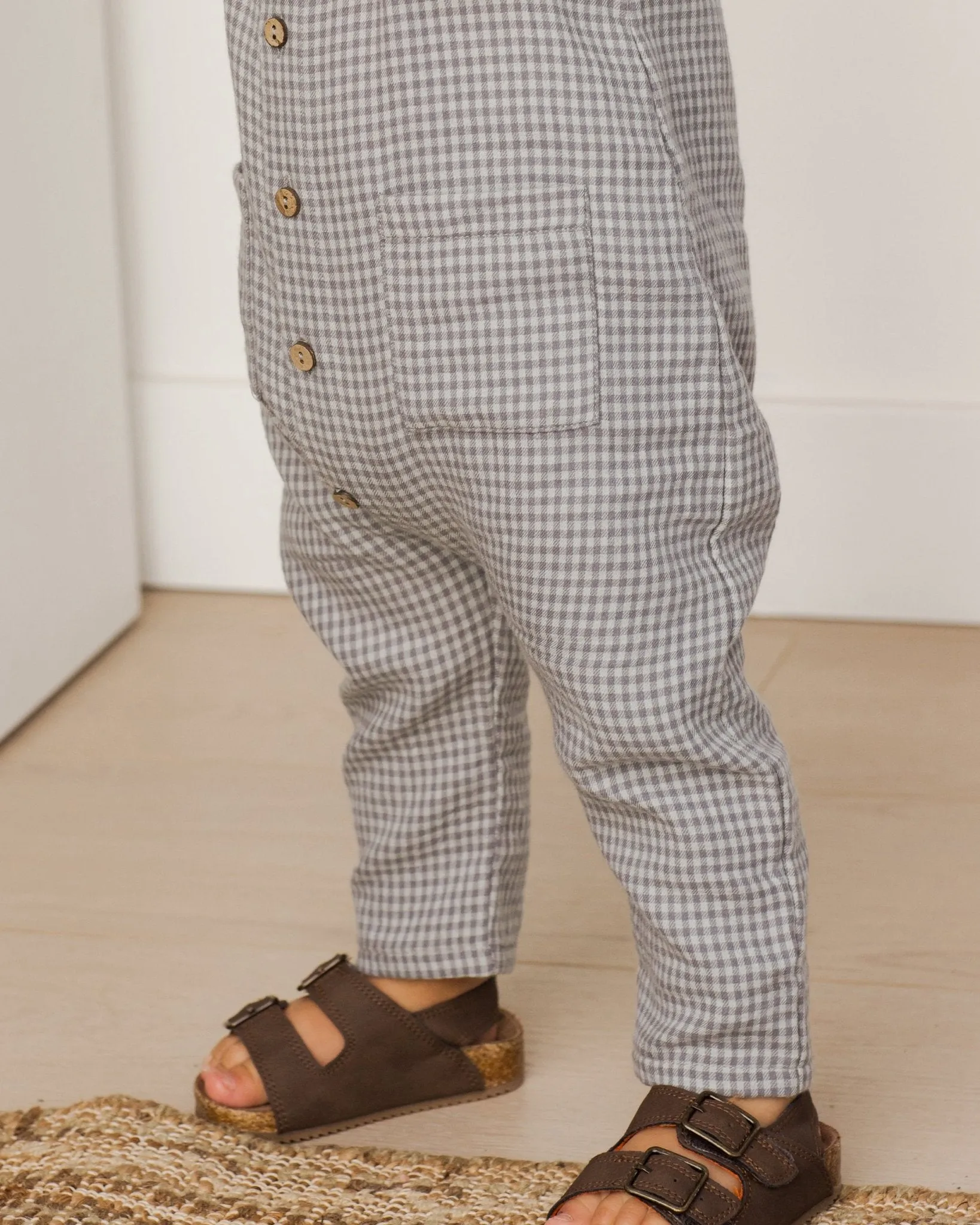 Sleeveless Pocketed Jumpsuit || Blue Gingham*