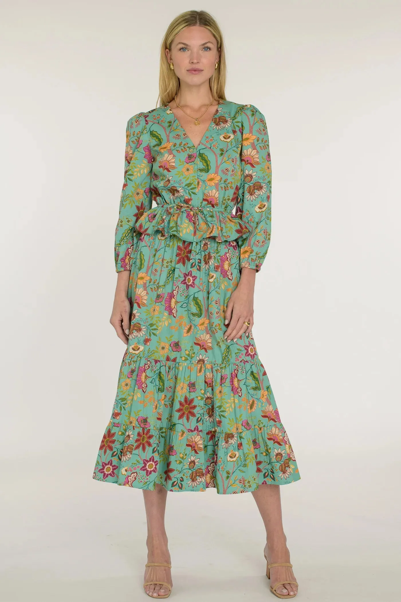 Sloane Top (Exotic Flowers Aquamarine)