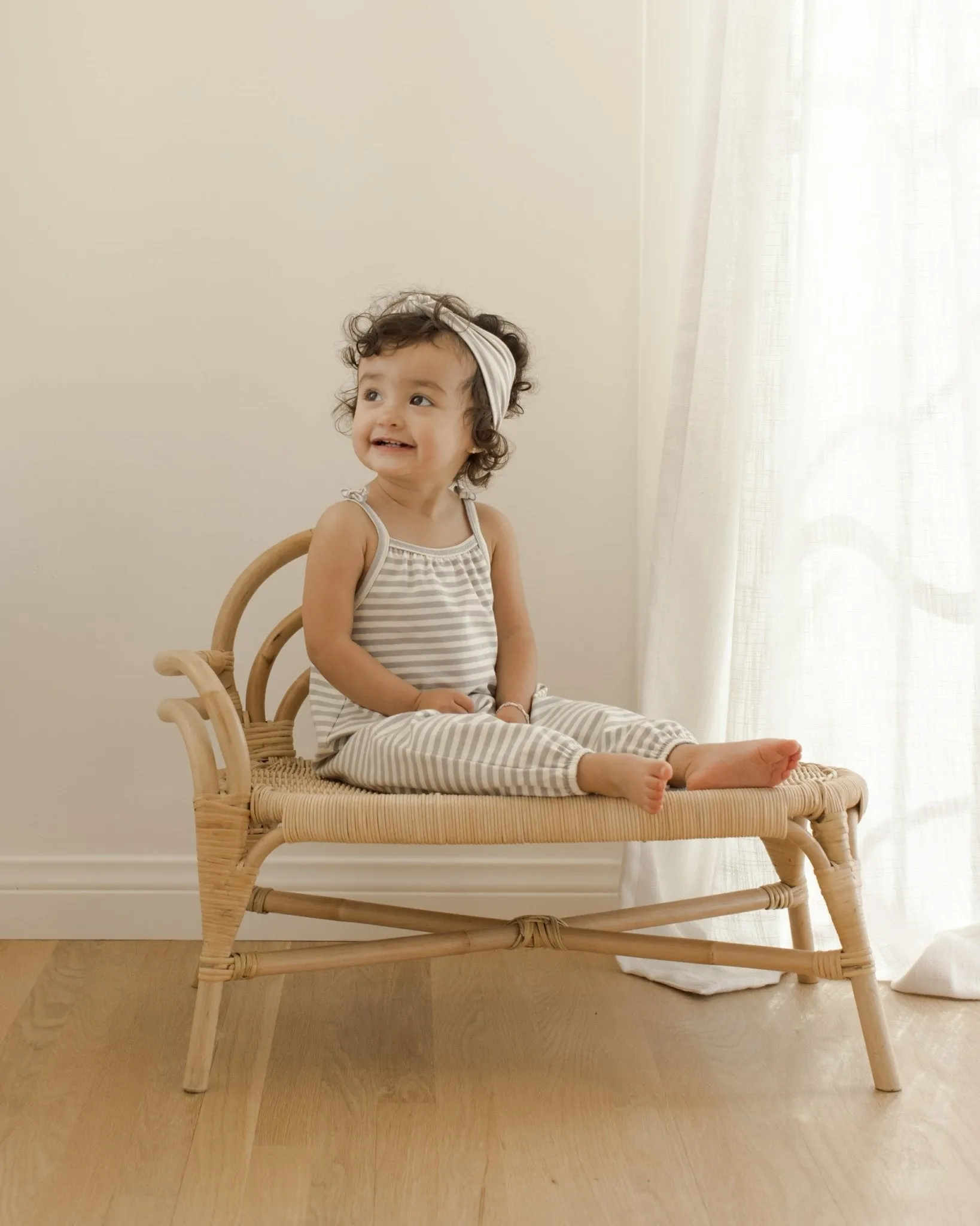 Smocked Jumpsuit || Periwinkle Stripe