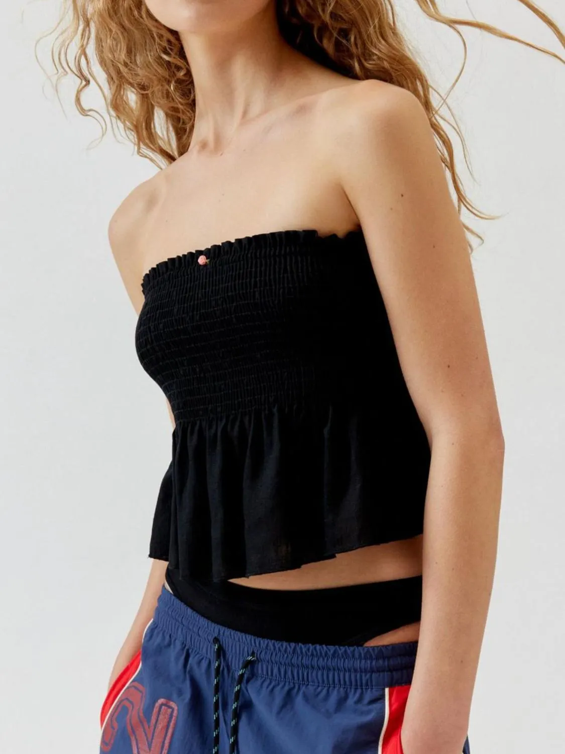 Smocked Peplum Tube Top