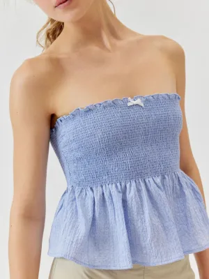 Smocked Peplum Tube Top
