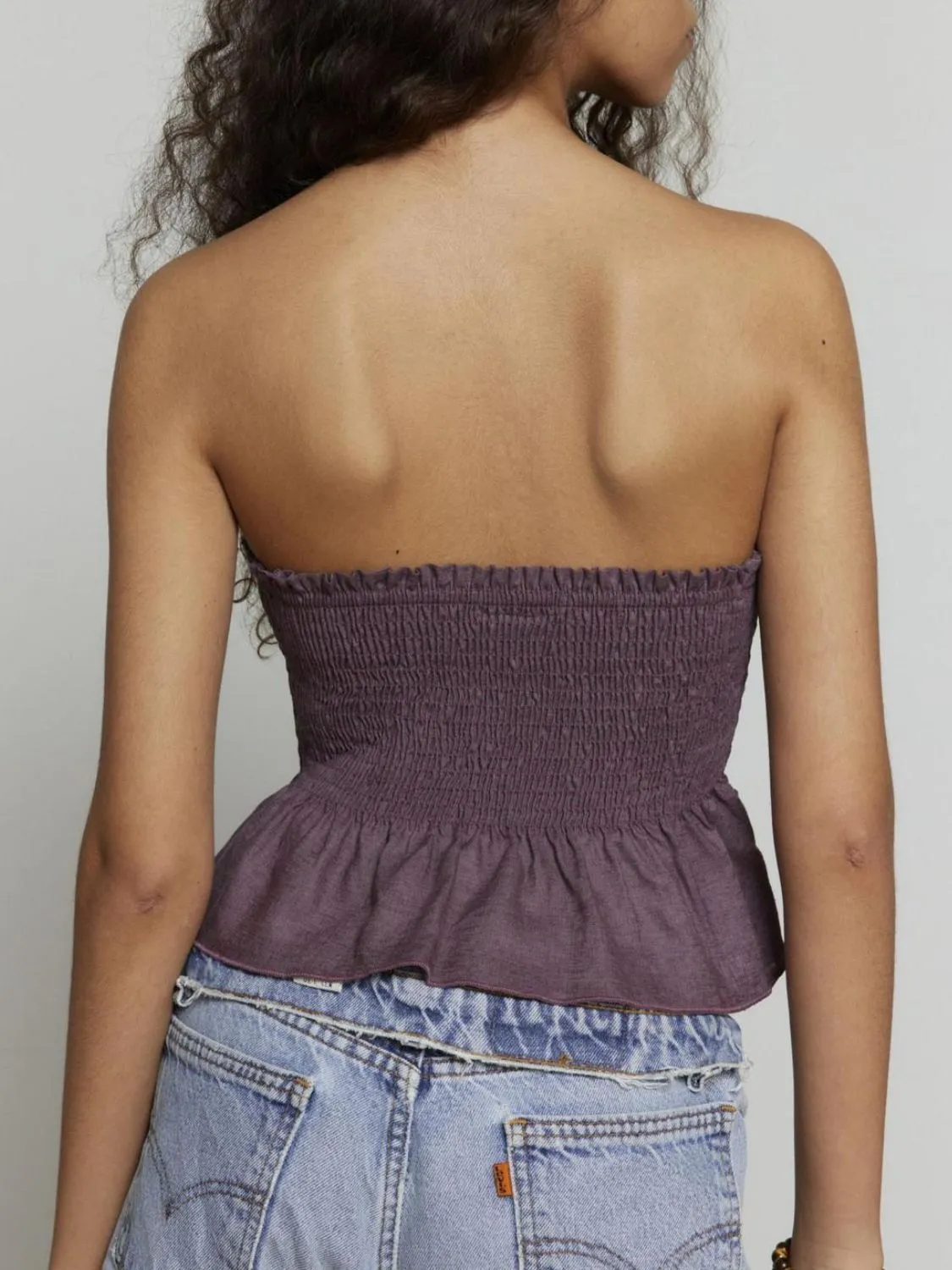 Smocked Peplum Tube Top