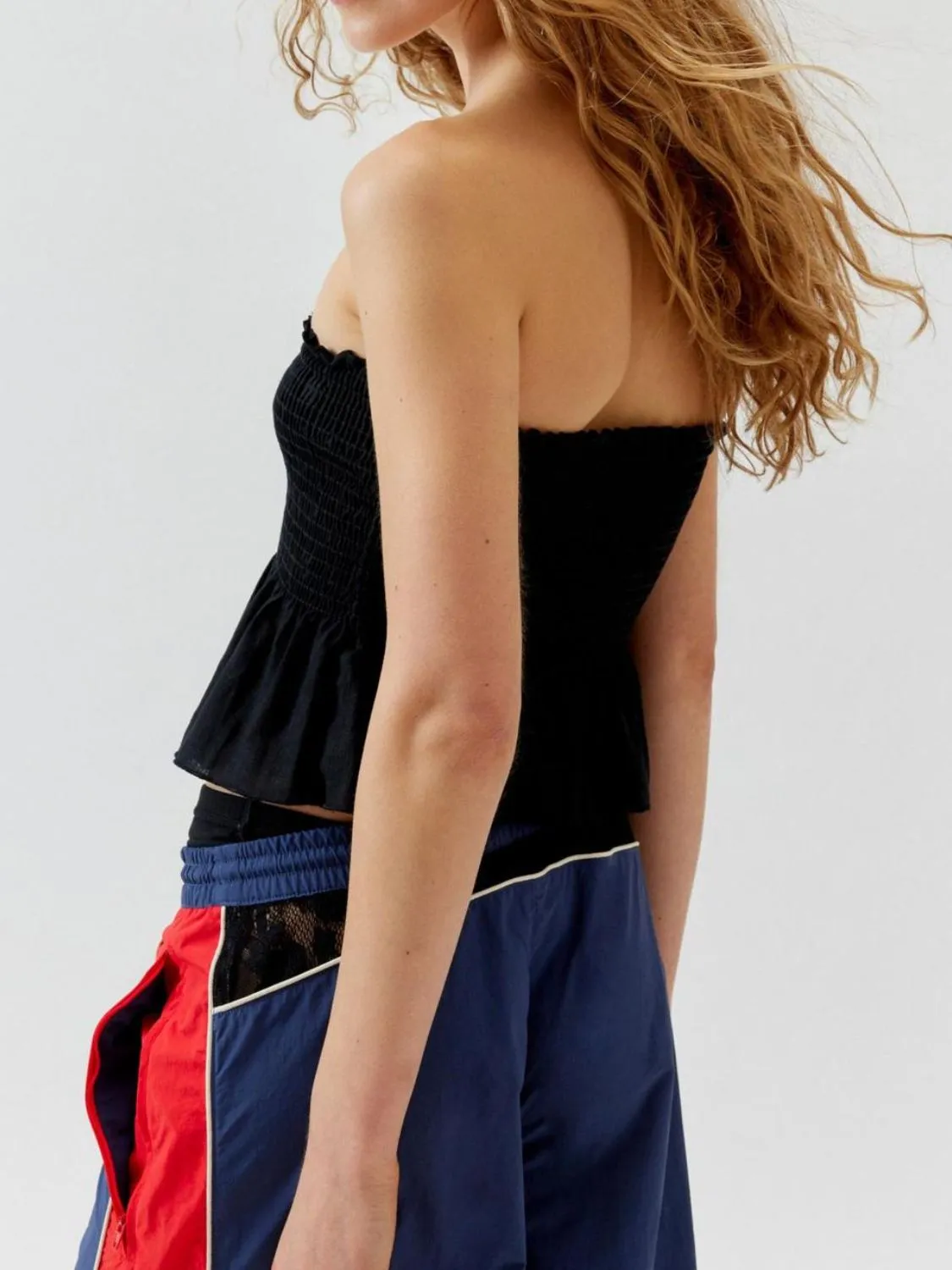 Smocked Peplum Tube Top