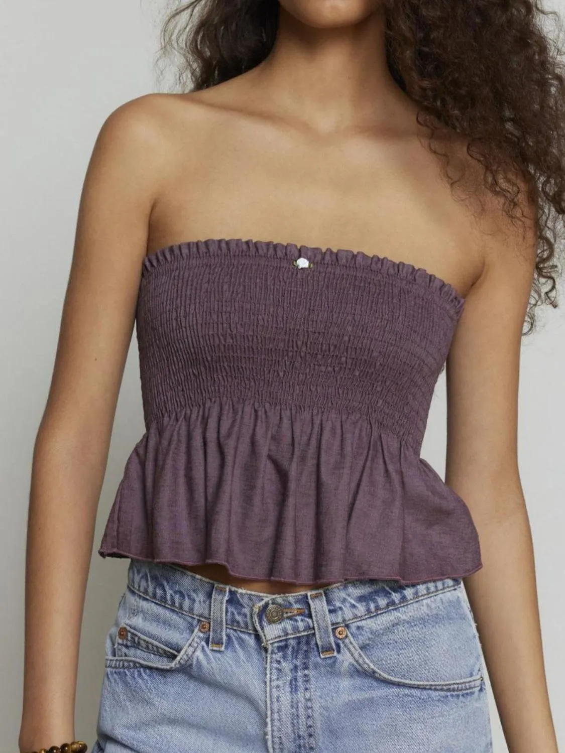 Smocked Peplum Tube Top