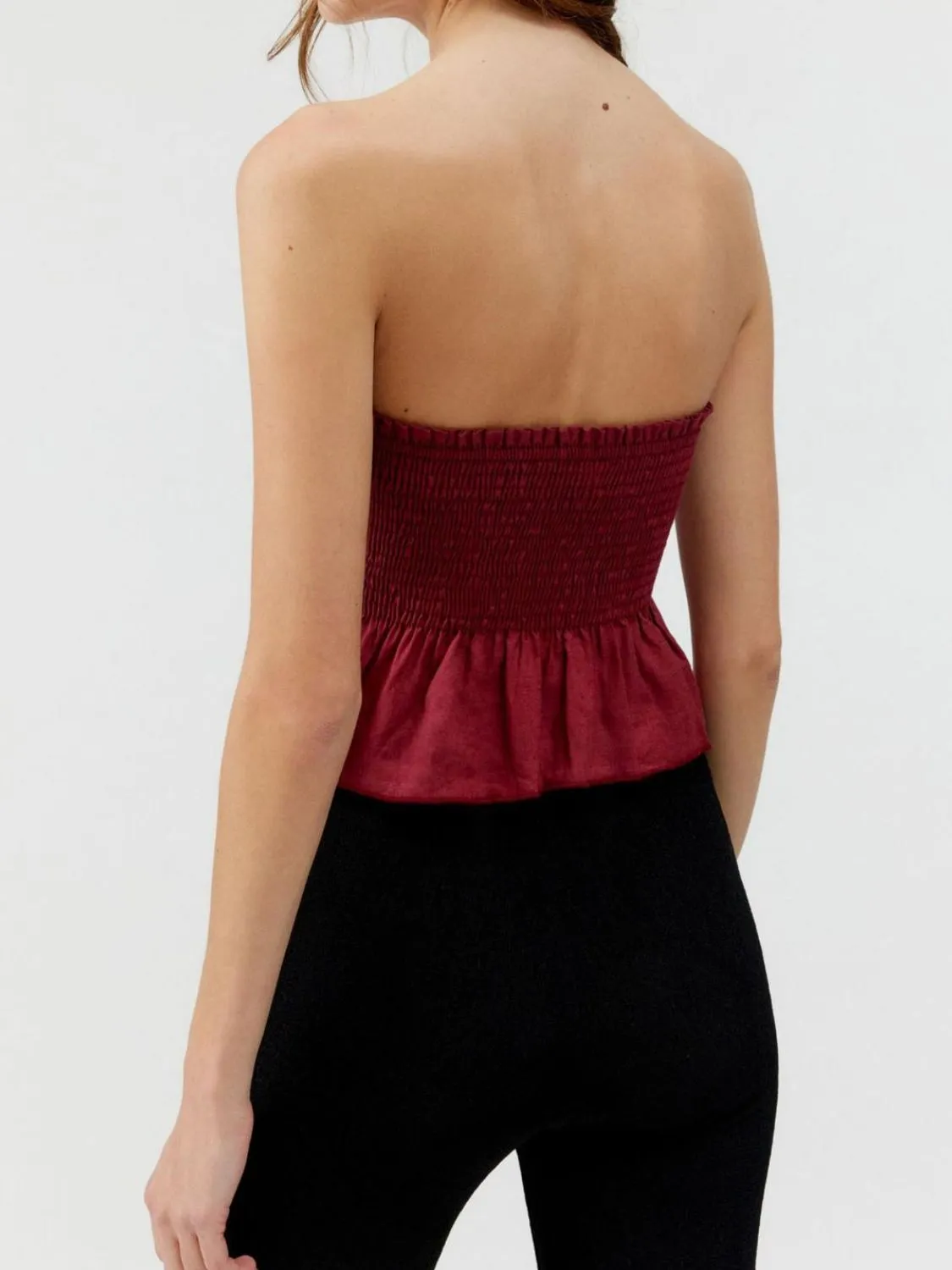 Smocked Peplum Tube Top