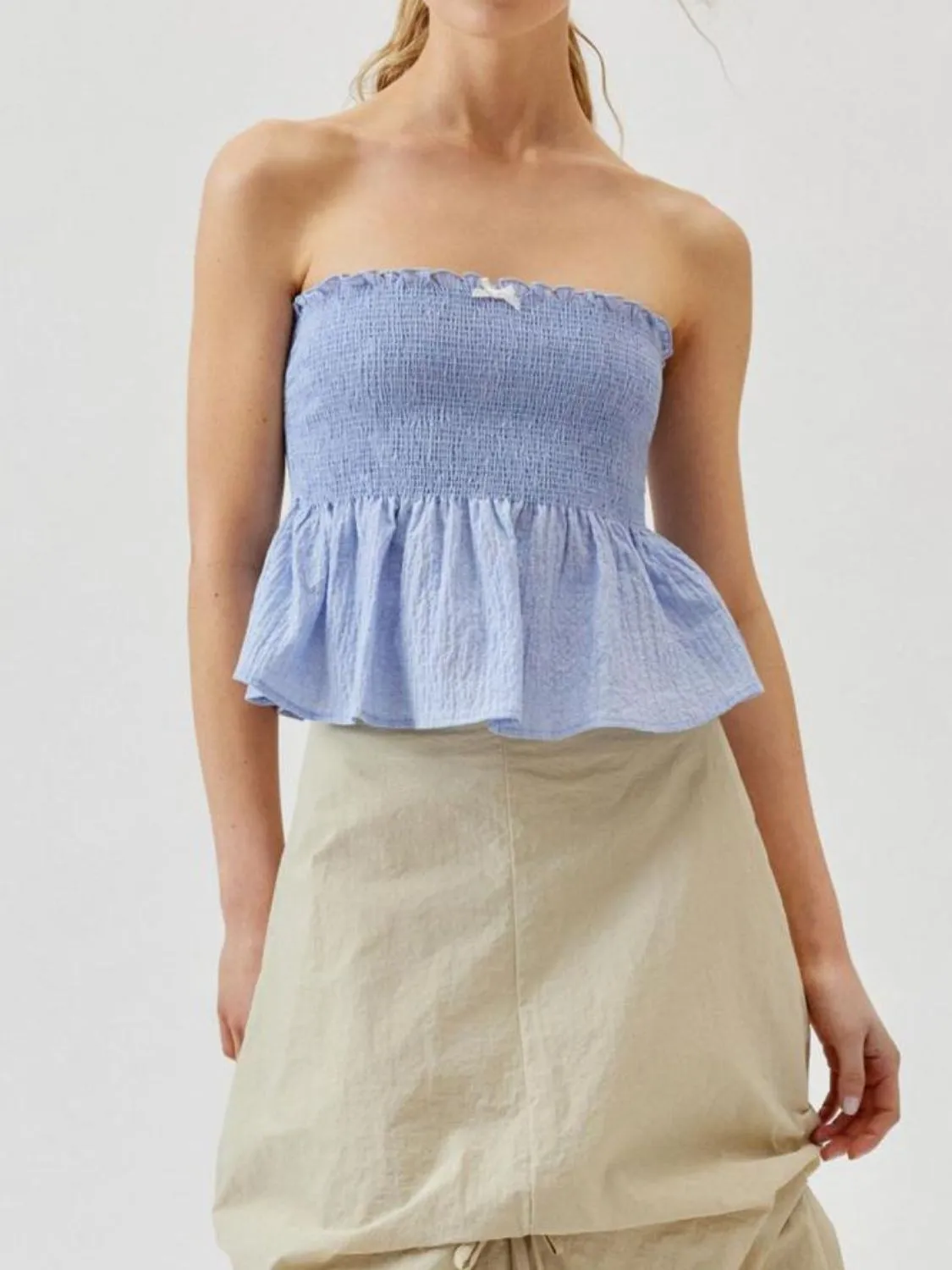 Smocked Peplum Tube Top