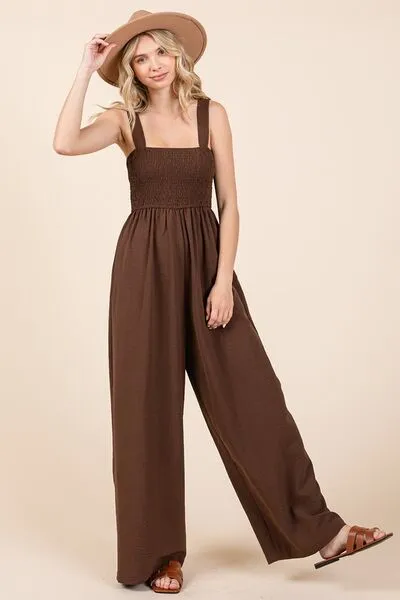 Smocked Wide Leg Jumpsuit