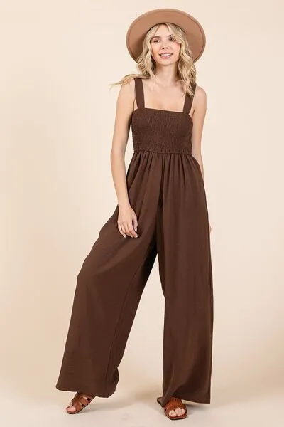 Smocked Wide Leg Jumpsuit