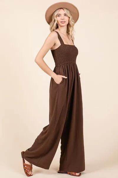 Smocked Wide Leg Jumpsuit