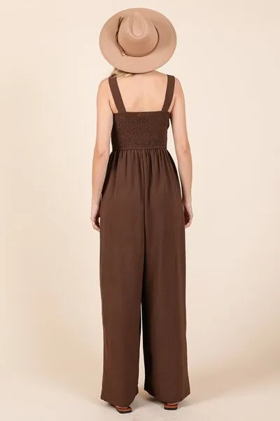 Smocked Wide Leg Jumpsuit