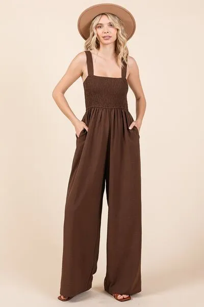 Smocked Wide Leg Jumpsuit