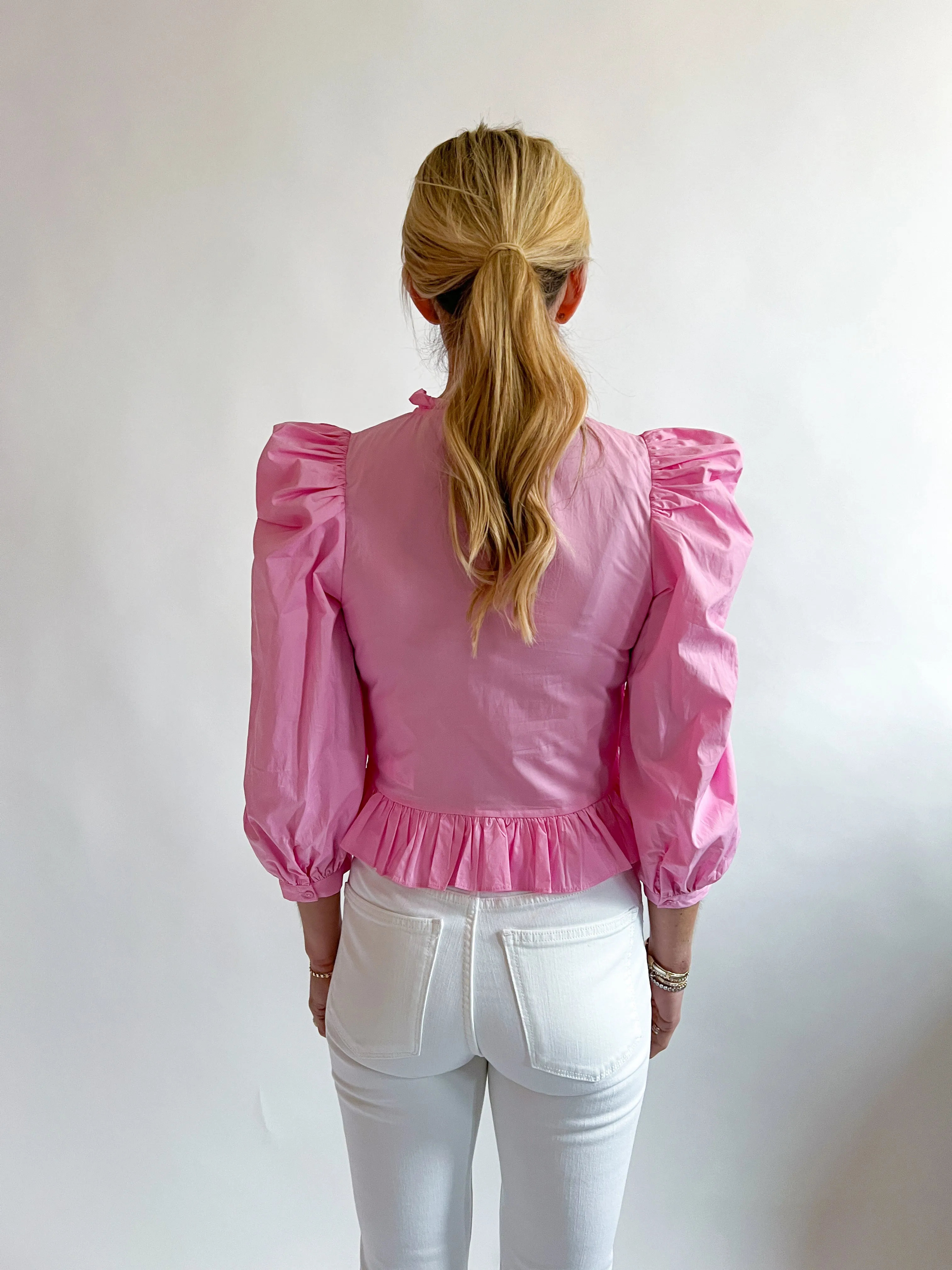 Smocking Detail Poplin Blouse
