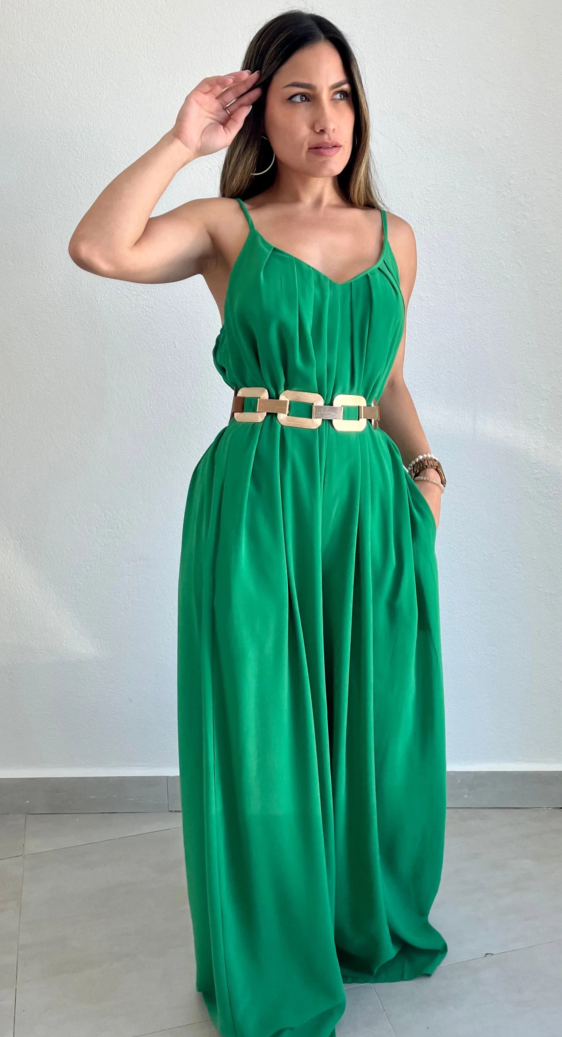 Social Calendar Green Palazzo Jumpsuit