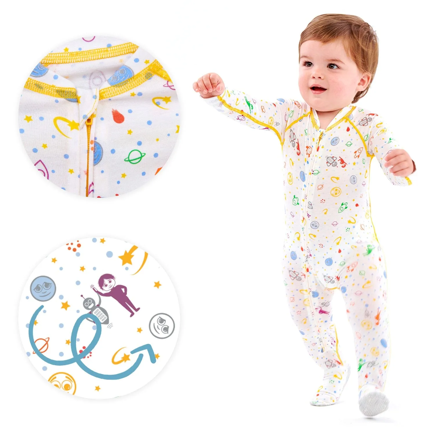 Soothems Eczema Baby Sleepsuit for Wet Wrap Therapy With No-Scratch Mitts | Itch Relief Clothing