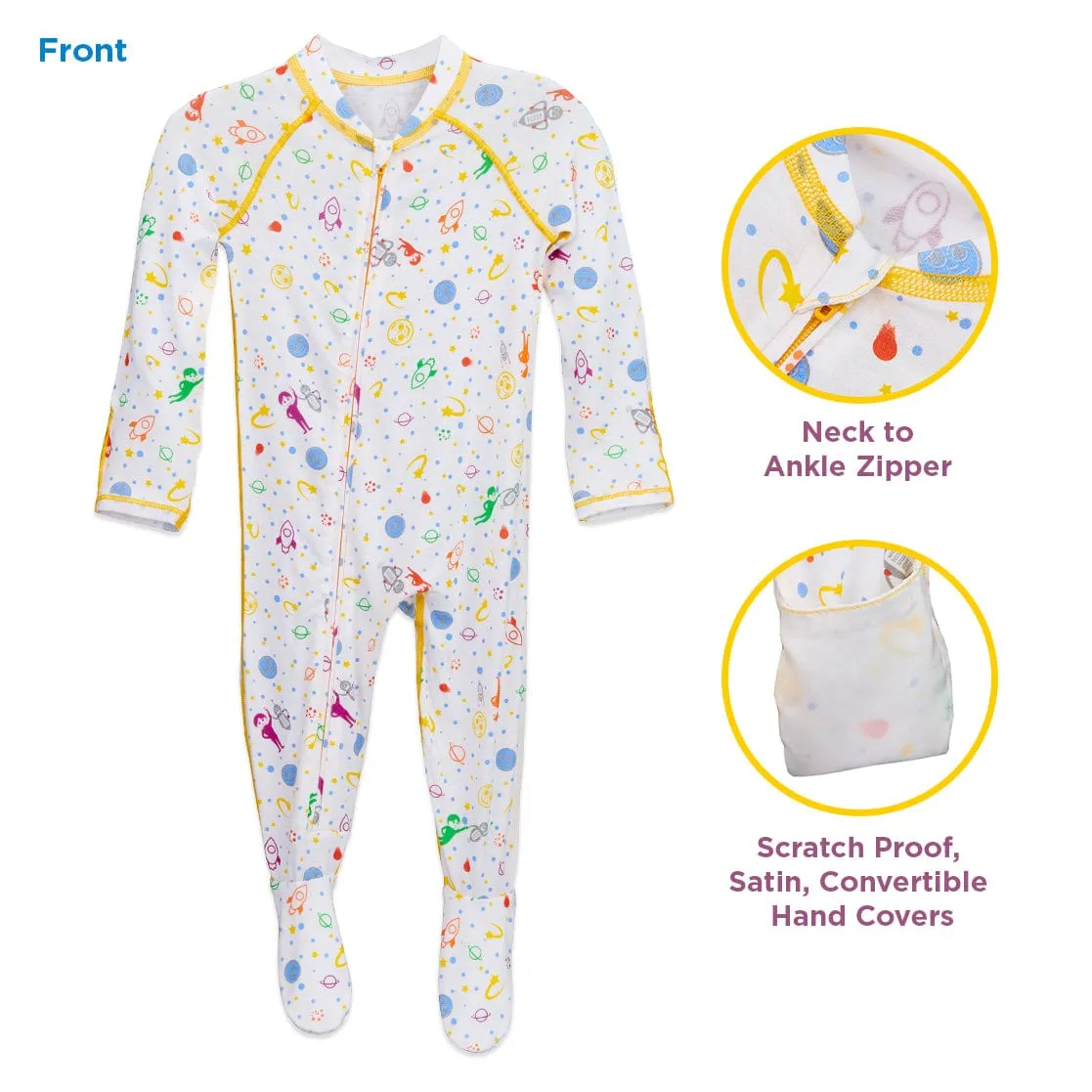 Soothems Eczema Baby Sleepsuit for Wet Wrap Therapy With No-Scratch Mitts | Itch Relief Clothing