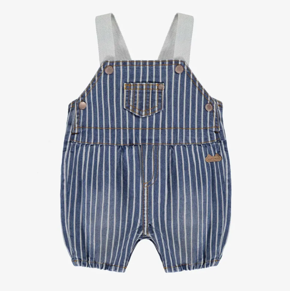Souris Mini Blue/White Railroad Denim Overalls