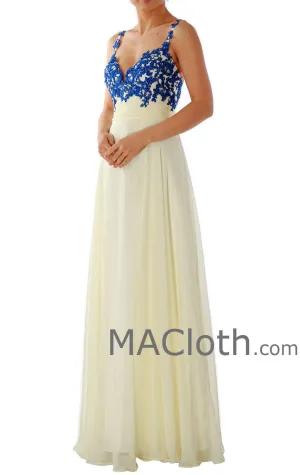 Spaghetti Straps Sweetheart Long Chiffon Lace Prom Dress 160156