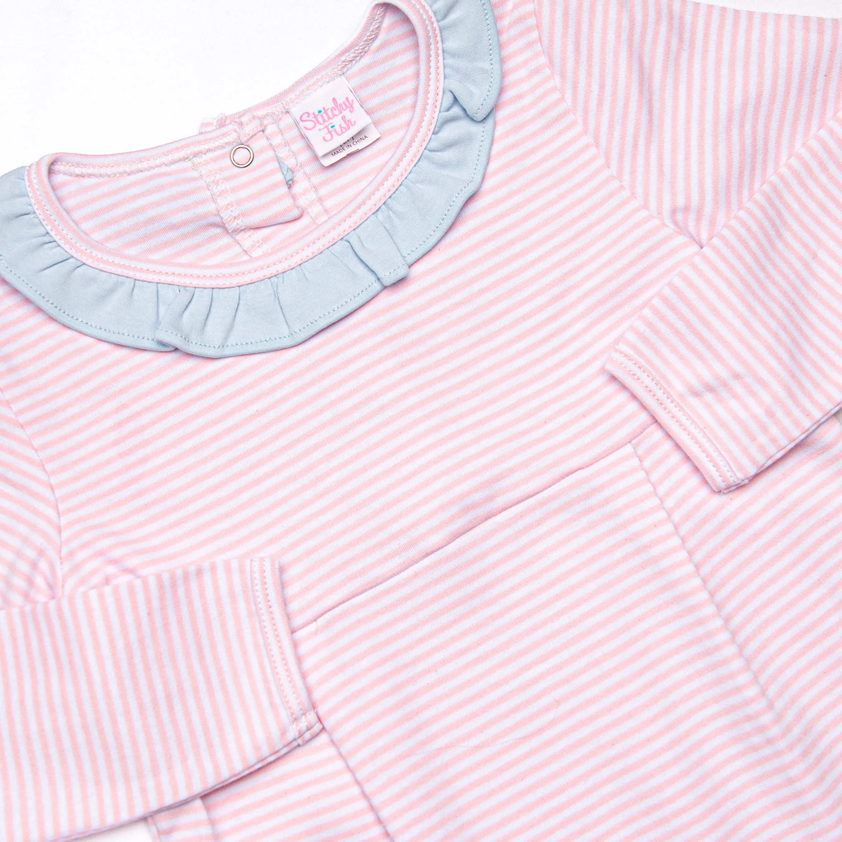 Stella Pima Ruffle Romper, Pink