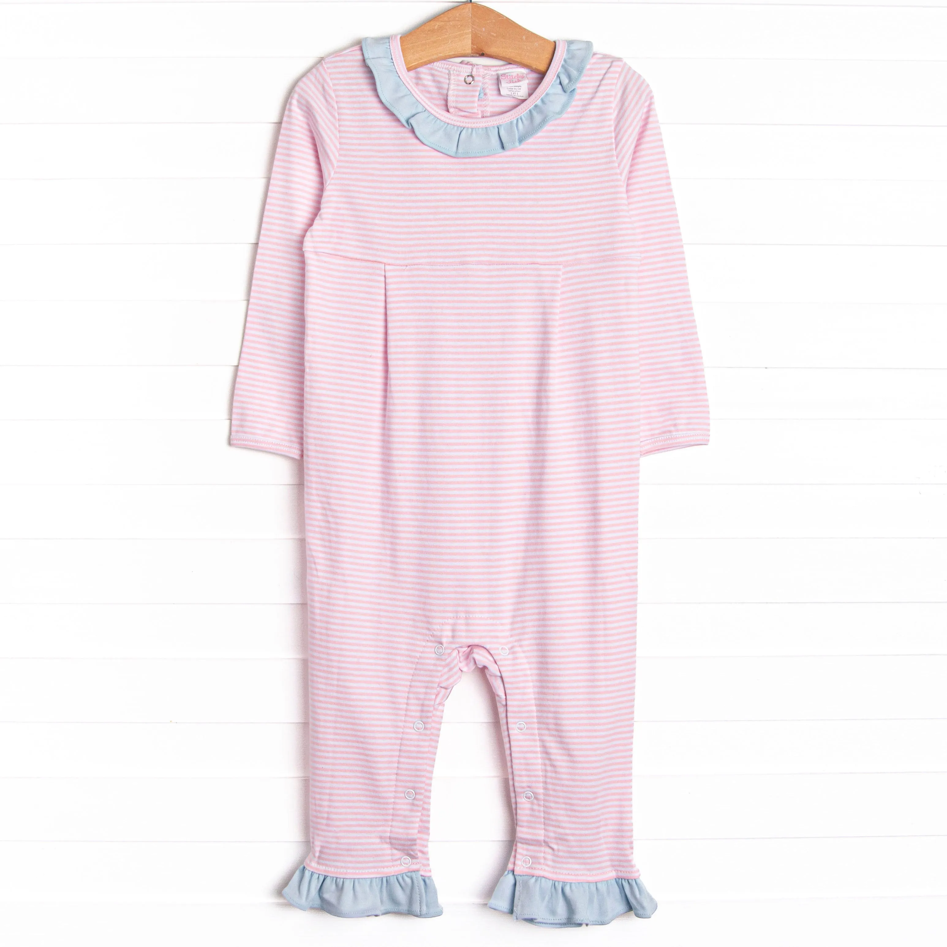 Stella Pima Ruffle Romper, Pink