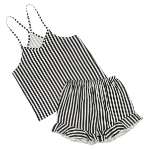 Striped - Cami   Ruffled Shorts PJ sets