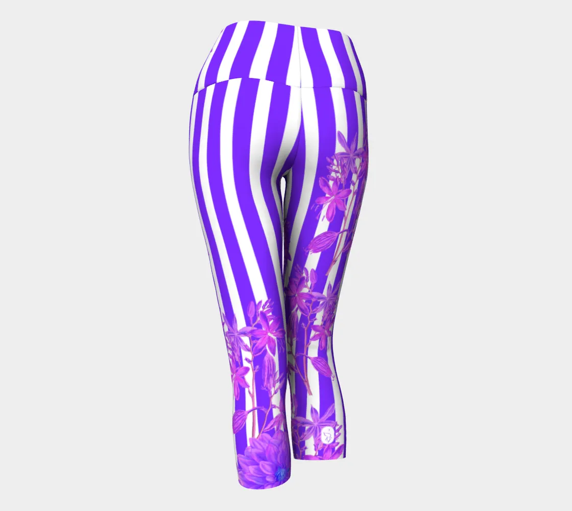 Stripes and Florals Purple Capri