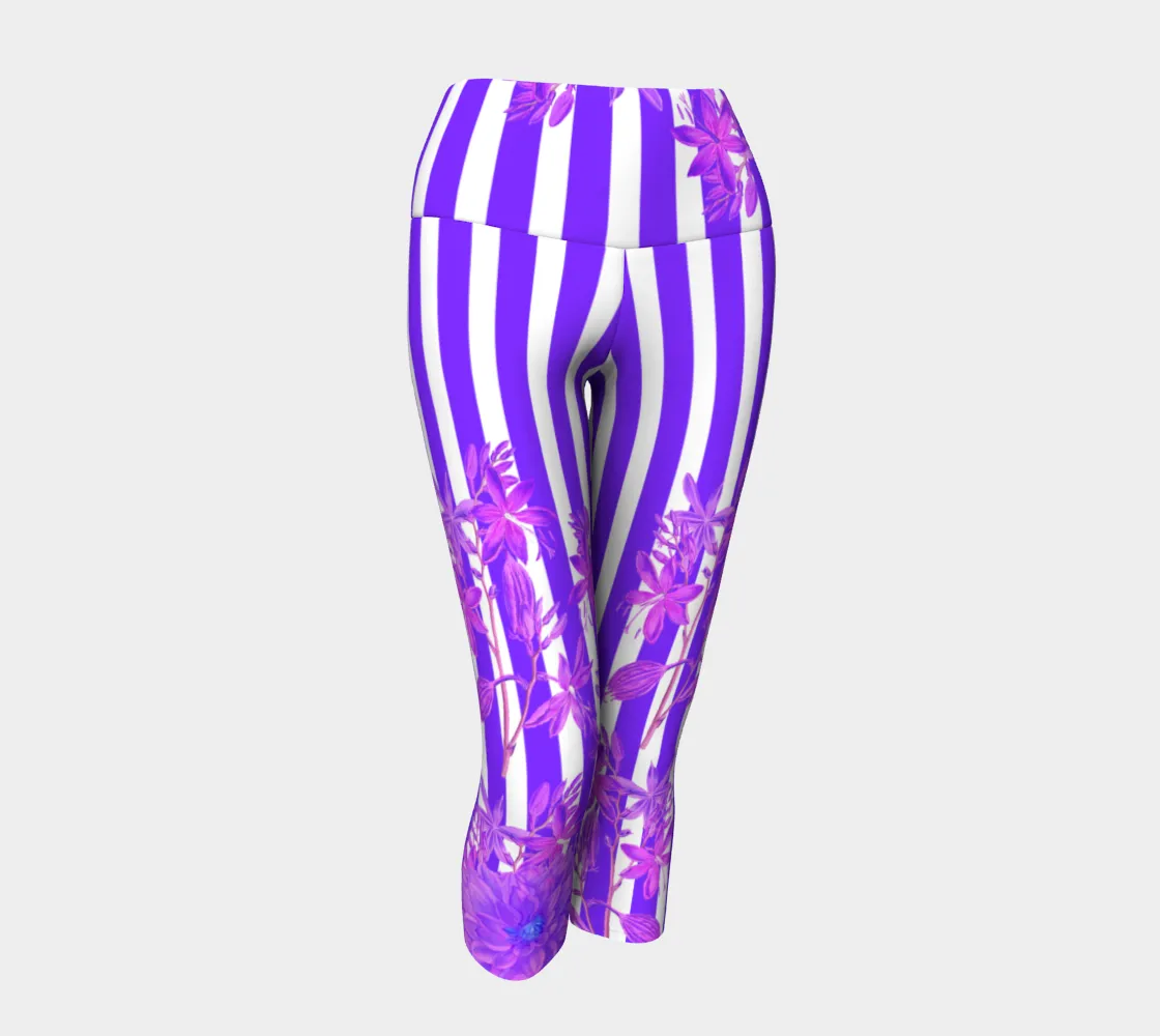 Stripes and Florals Purple Capri
