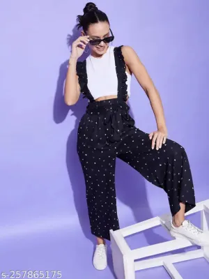StyleStone Womens Quirky Strapless Black Jumpsuits