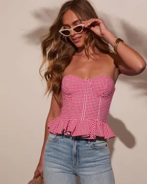 Summer Picnic Gingham Peplum Corset Top