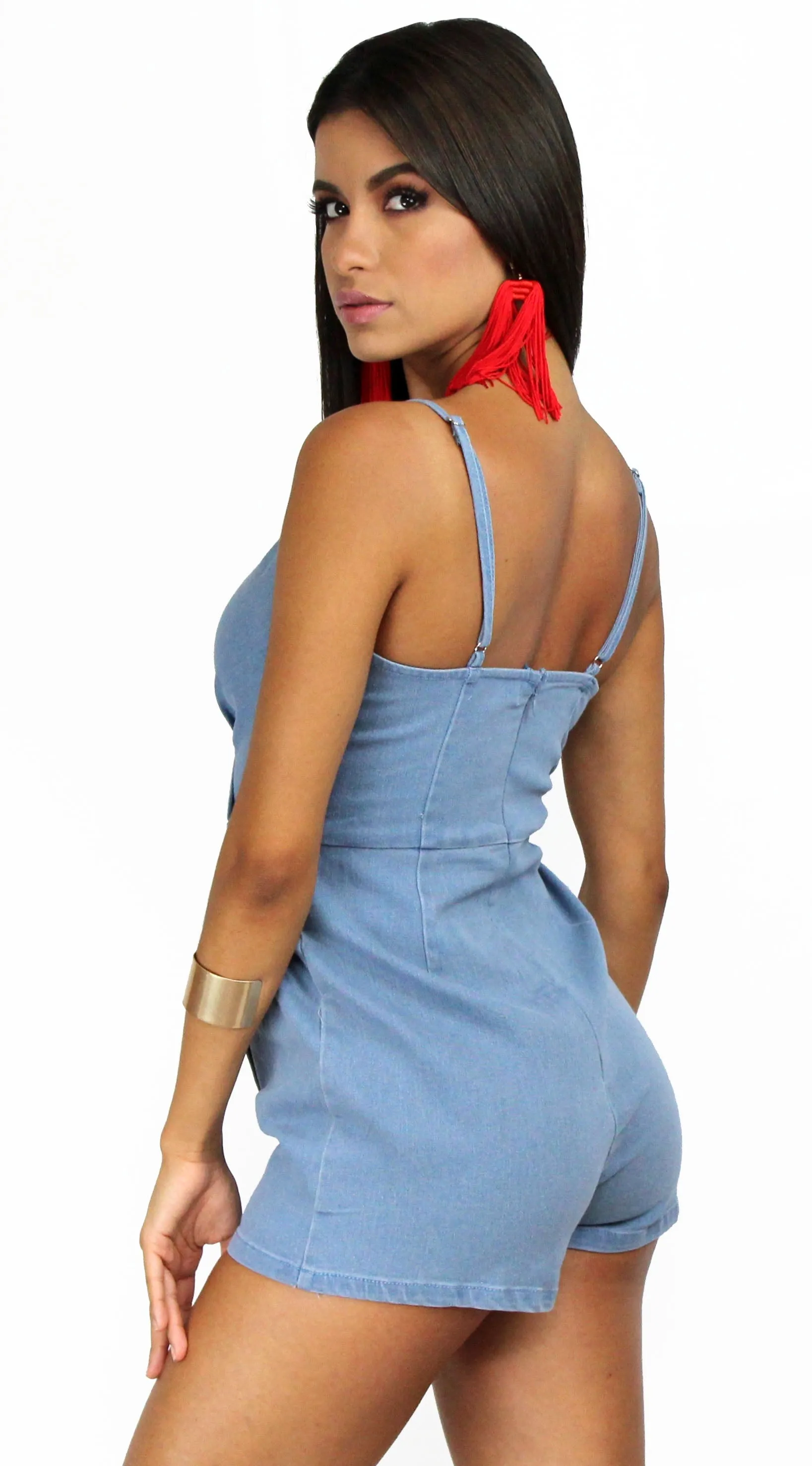 Sunlight Special Denim Asymmetrical Romper