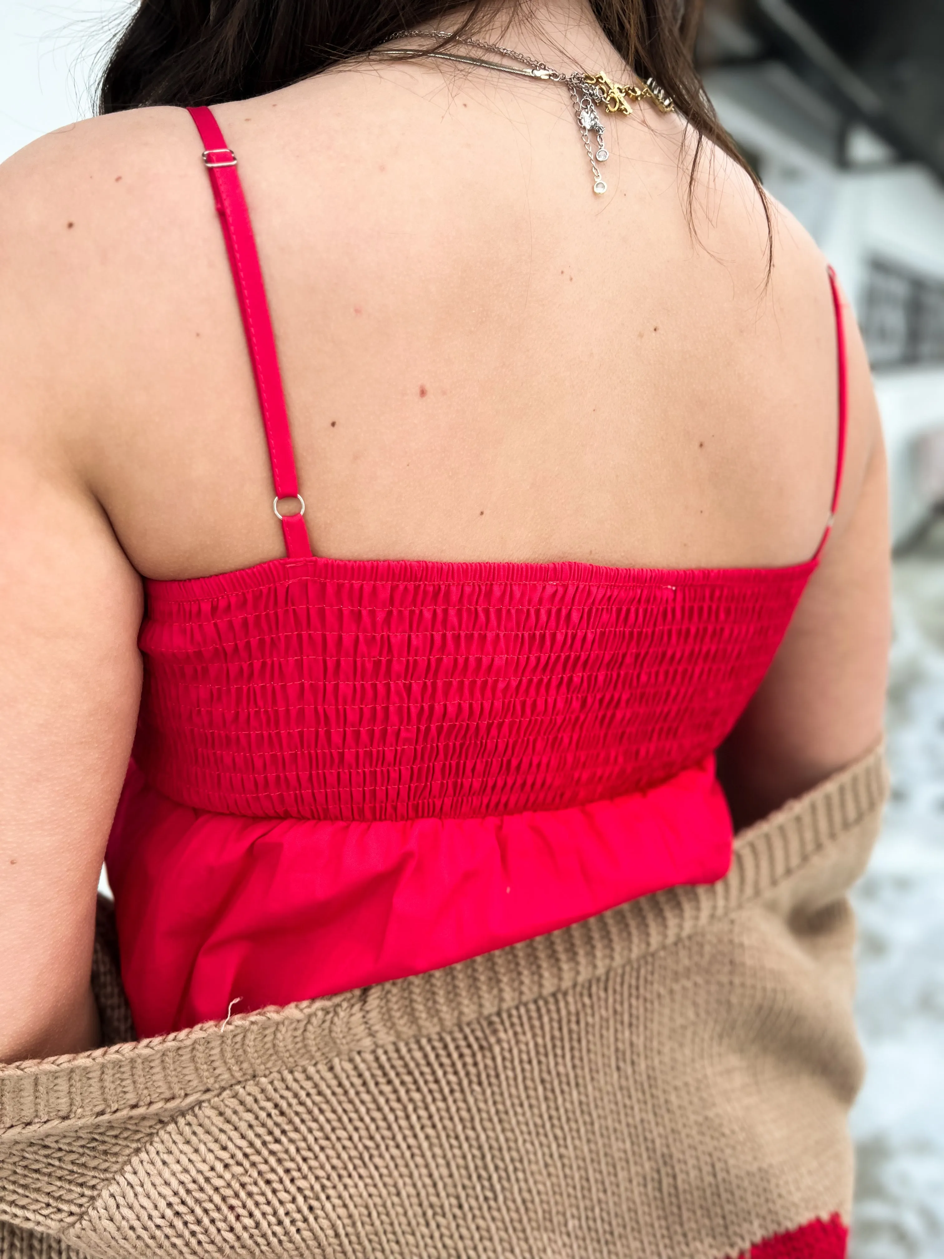 Sweetheart Bow Coquette Tank- Red