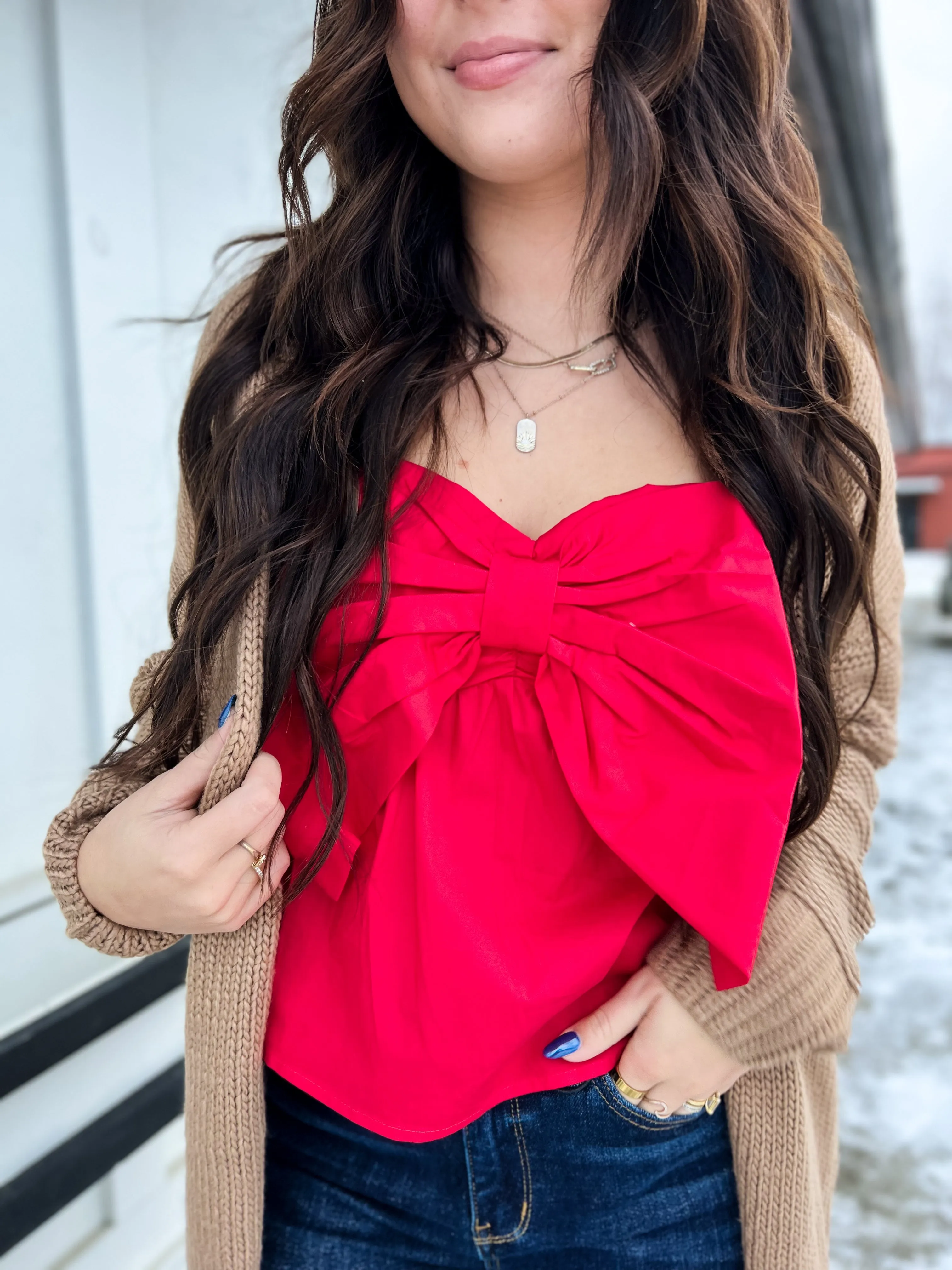 Sweetheart Bow Coquette Tank- Red