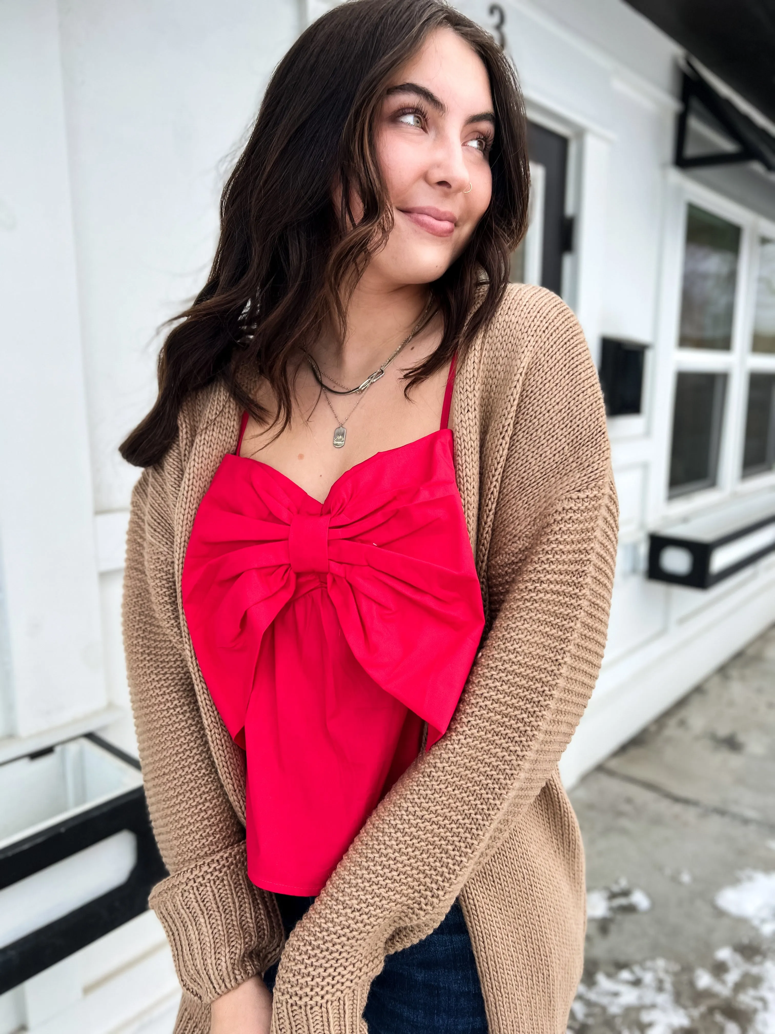 Sweetheart Bow Coquette Tank- Red
