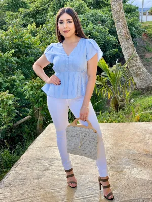 Swiss Dot Peplum Top