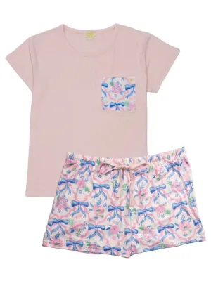 T-Shirt & Shorts Pajama Set by Simply Southern - Ribbons
