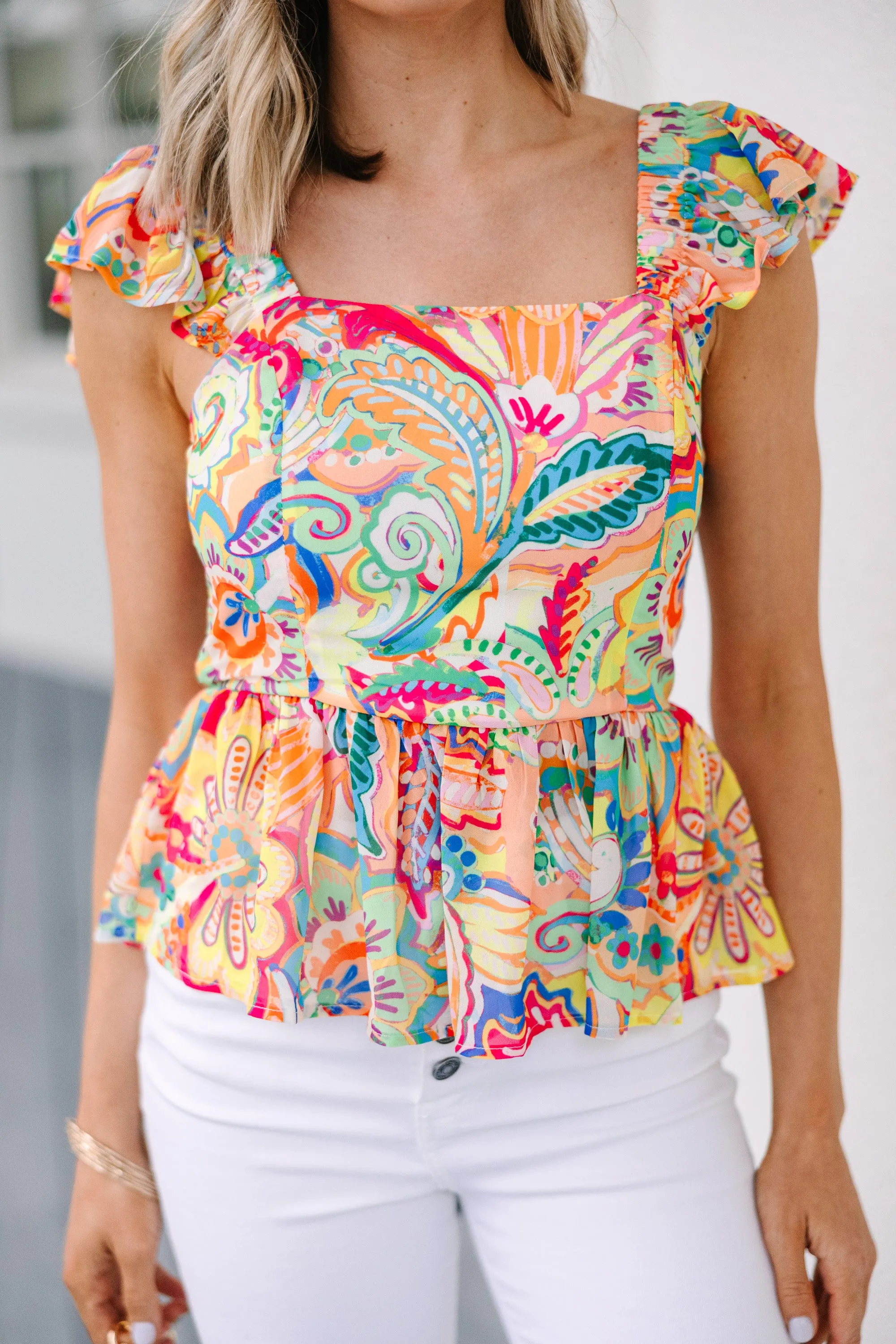 Take My Advice Orange Paisley Tank