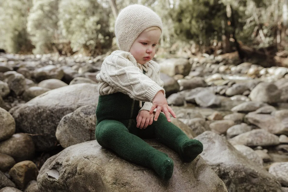 Teddy Footed Warmy Tights - Dark Forest Green