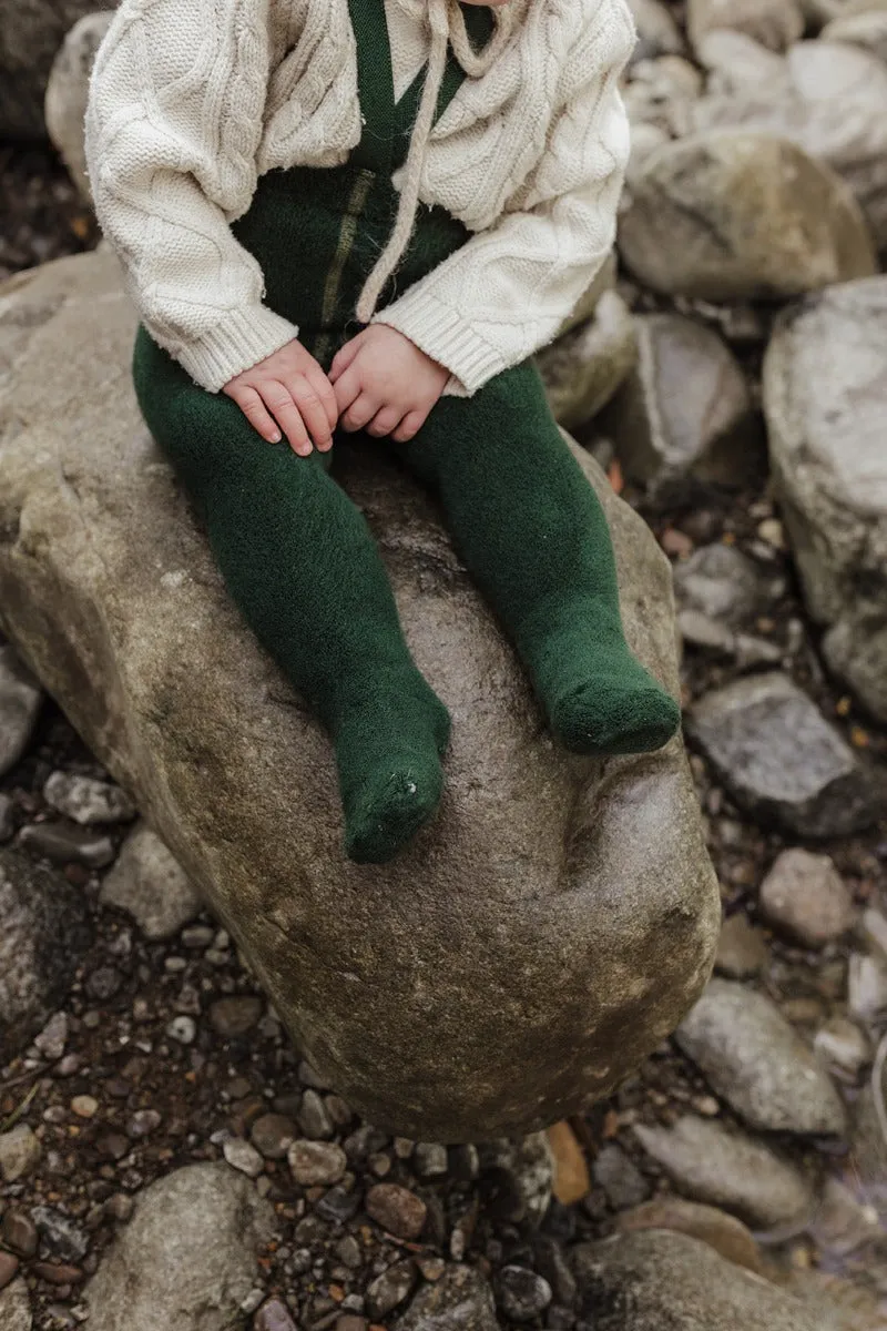 Teddy Footed Warmy Tights - Dark Forest Green