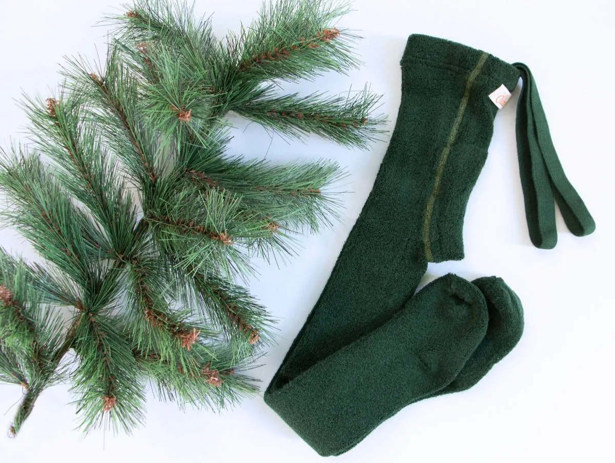 Teddy Footed Warmy Tights - Dark Forest Green