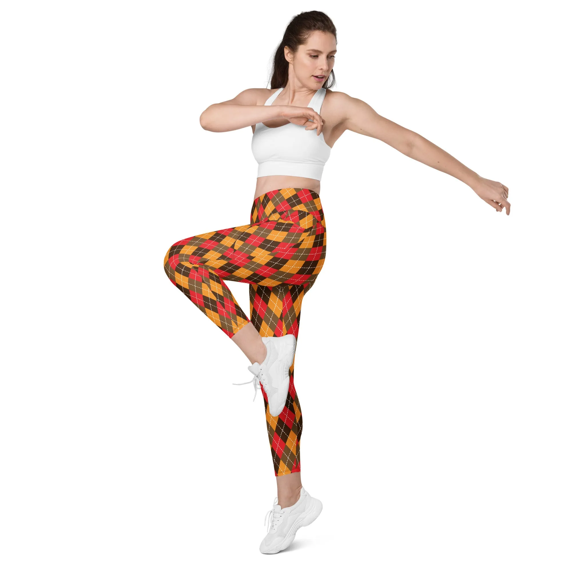 Thanksgiving Argyle Leggings with pockets