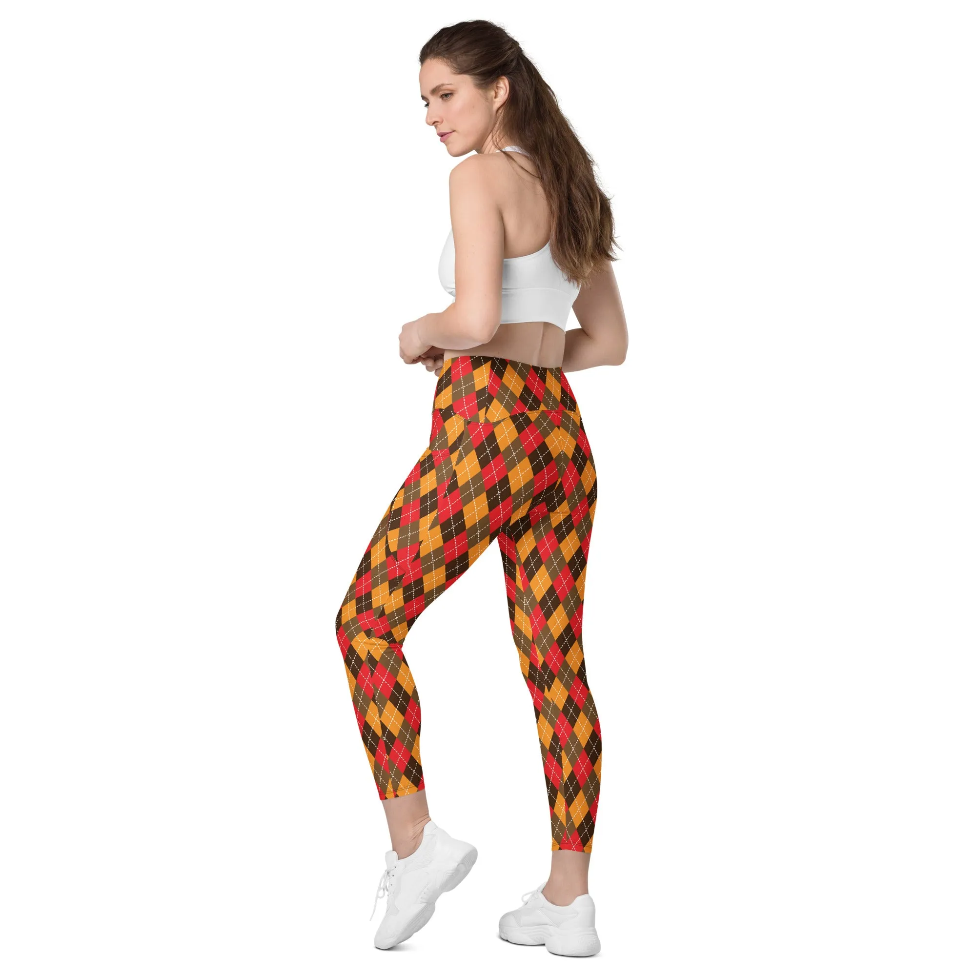 Thanksgiving Argyle Leggings with pockets